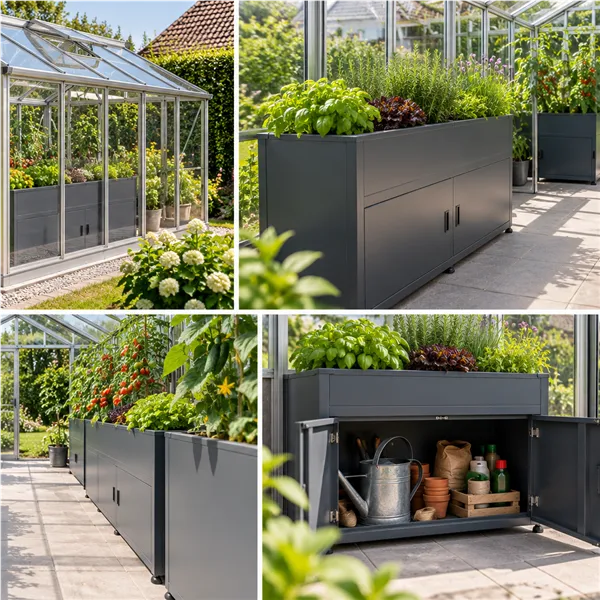 UrbanGrow Gewächshaus-Hochbeet im Gewächshaus